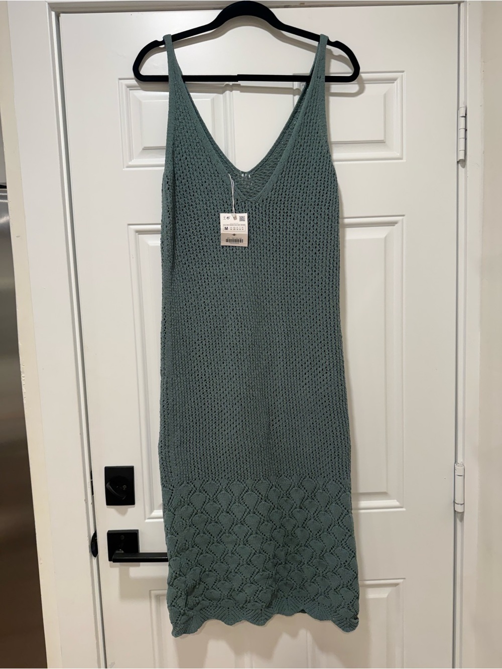ZARA TEAL CHENILLE CROCHET DRESS SIZE M NWT - Picture 7 of 8